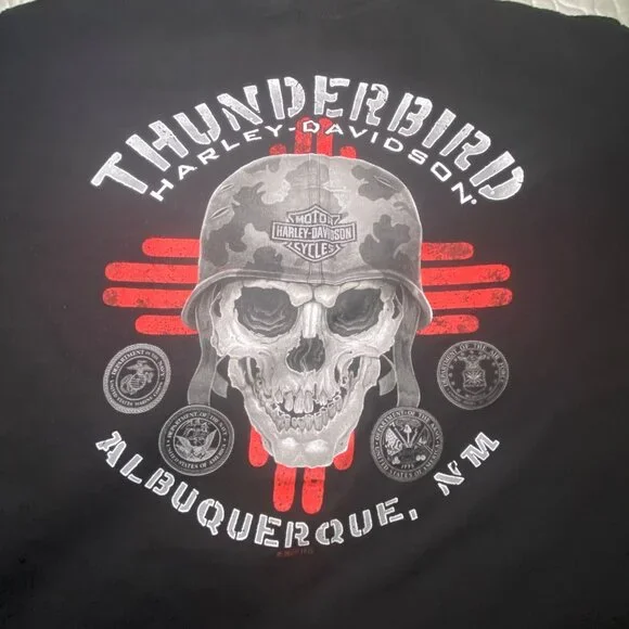 Harley-DavidsonT-Shirt With USA Flag & Thunderbird Skull Graphics Albuquerque - Picture 6 of 6